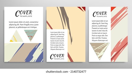 Abstract backgrouns set, grunge texture. Minimalistic art, brush strokes style. Design for card, brochure, banner idea, book cover, booklet print, flyer sheet a4. Collage page, web header template.