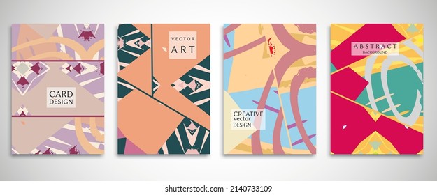 Conjunto de fondo abstracto, textura gruesa. Arte minimalista, estilo de pinceladas. Diseño para tarjeta, folleto, idea de banner, portada de libro, folleto, hoja de volante a4. Página de conjunto, plantilla de encabezado web.