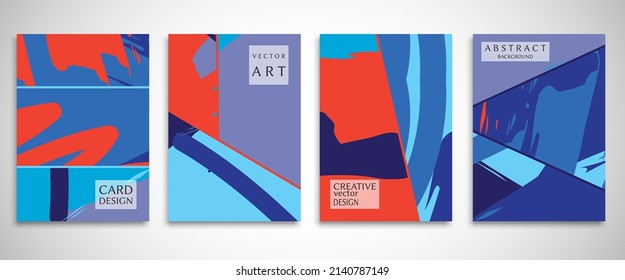 Abstract backgrouns set, grunge texture. Minimalistic art, brush strokes style. Design for card, brochure, banner idea, book cover, booklet print, flyer sheet a4. Collage page, web header template.