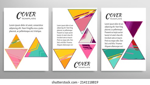 Abstract backgrouns set, grunge texture. Minimalistic art, brush strokes style. Design for card, brochure, banner idea, book cover, booklet print, flyer sheet a4. Collage page, web header template.