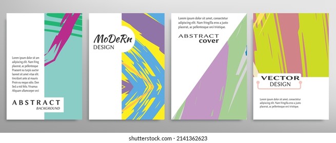 Abstract backgrouns set, grunge texture. Minimalistic art, brush strokes style. Design for card, brochure, banner idea, book cover, booklet print, flyer sheet a4. Collage page, web header template.