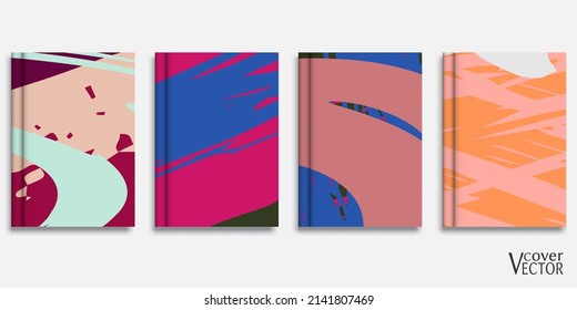 Abstract backgrouns set, grunge texture. Minimalistic art, brush strokes style. Design for card, brochure, banner idea, book cover, booklet print, flyer sheet a4. Collage page, web header template.