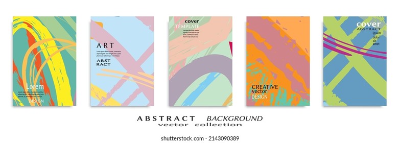 Abstract backgrouns set, grunge texture. Minimalistic art, brush strokes style. Design for card, brochure, banner idea, book cover, booklet print, flyer sheet a4. Collage page, web header template.