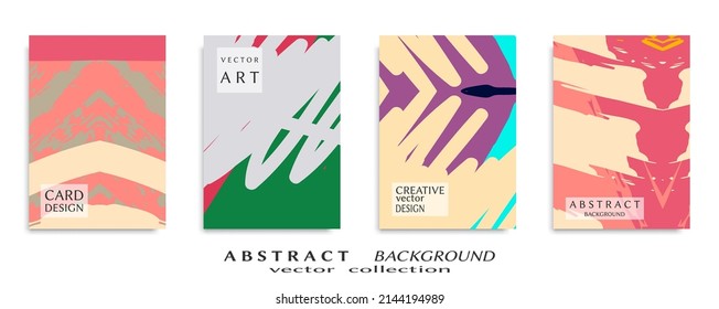 Abstract backgrouns set, grunge texture. Minimalistic art, brush strokes style. Design for card, brochure, banner idea, book cover, booklet print, flyer sheet a4. Collage page, web header template.