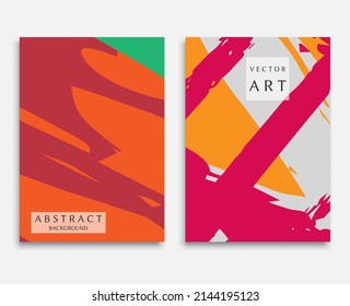 Abstract backgrouns set, grunge texture. Minimalistic art, brush strokes style. Design for card, brochure, banner idea, book cover, booklet print, flyer sheet a4. Collage page, web header template.