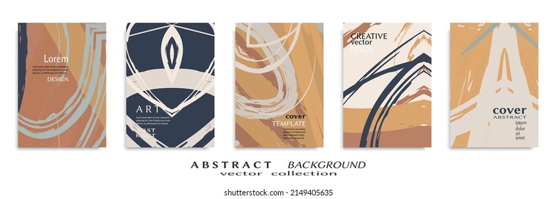 Abstract backgrouns set, grunge texture. Minimalistic art, brush strokes style. Design for card, brochure, banner idea, book cover, booklet print, flyer sheet a4. Collage page, web header template.
