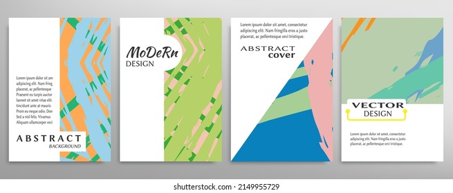 Abstract backgrouns set, grunge texture. Minimalistic art, brush strokes style. Design for card, brochure, banner idea, book cover, booklet print, flyer sheet a4. Collage page, web header template.