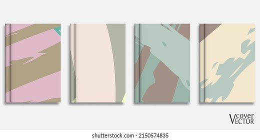 Abstract backgrouns set, grunge texture. Minimalistic art, brush strokes style. Design for card, brochure, banner idea, book cover, booklet print, flyer sheet a4. Collage page, web header template.