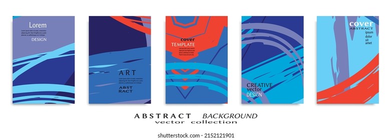 Abstract backgrouns set, grunge texture. Minimalistic art, brush strokes style. Design for card, brochure, banner idea, book cover, booklet print, flyer sheet a4. Collage page, web header template.