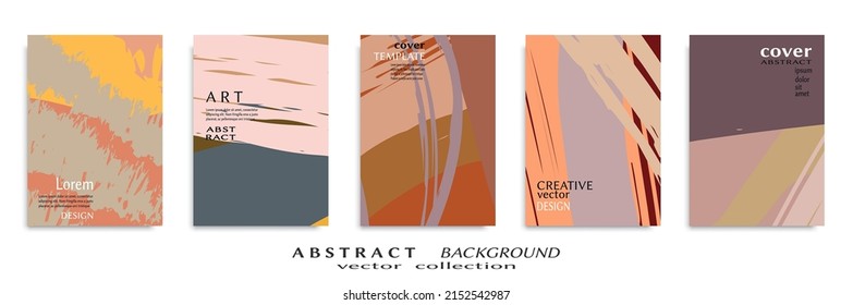 Abstract backgrouns set, grunge texture. Minimalistic art, brush strokes style. Design for card, brochure, banner idea, book cover, booklet print, flyer sheet a4. Collage page, web header template.