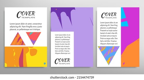 Abstract backgrouns set, grunge texture. Minimalistic art, brush strokes style. Design for card, brochure, banner idea, book cover, booklet print, flyer sheet a4. Collage page, web header template.