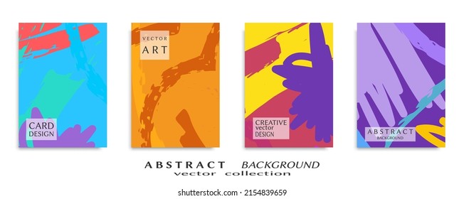 Abstract backgrouns set, grunge texture. Minimalistic art, brush strokes style. Design for card, brochure, banner idea, book cover, booklet print, flyer sheet a4. Collage page, web header template.