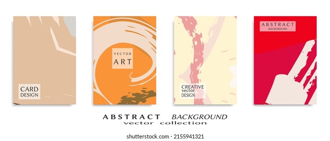 Abstract backgrouns set, grunge texture. Minimalistic art, brush strokes style. Design for card, brochure, banner idea, book cover, booklet print, flyer sheet a4. Collage page, web header template.