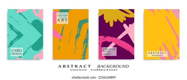 Abstract backgrouns set, grunge texture. Minimalistic art, brush strokes style. Design for card, brochure, banner idea, book cover, booklet print, flyer sheet a4. Collage page, web header template.
