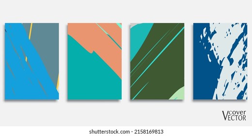 Abstract backgrouns set, grunge texture. Minimalistic art, brush strokes style. Design for card, brochure, banner idea, book cover, booklet print, flyer sheet a4. Collage page, web header template.