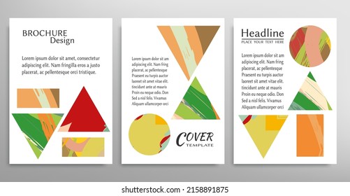 Abstract backgrouns set, grunge texture. Minimalistic art, brush strokes style. Design for card, brochure, banner idea, book cover, booklet print, flyer sheet a4. Collage page, web header template.