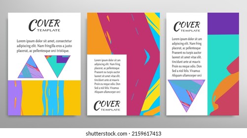 Abstract backgrouns set, grunge texture. Minimalistic art, brush strokes style. Design for card, brochure, banner idea, book cover, booklet print, flyer sheet a4. Collage page, web header template.
