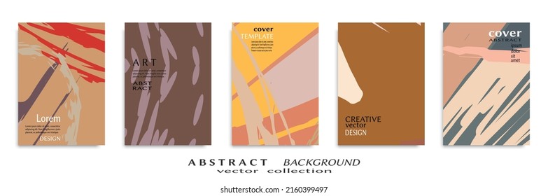 Abstract backgrouns set, grunge texture. Minimalistic art, brush strokes style. Design for card, brochure, banner idea, book cover, booklet print, flyer sheet a4. Collage page, web header template.