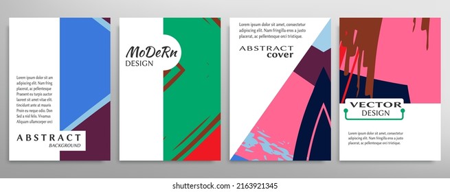 Conjunto de fondo abstracto, textura gruesa. Arte minimalista, estilo de pinceladas. Diseño para tarjeta, folleto, idea de banner, portada de libro, folleto, hoja de volante a4. Página de conjunto, plantilla de encabezado web.