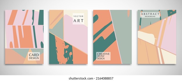 Abstract backgrouns set, grunge texture. Minimalistic art, brush strokes style. Design for card, brochure, banner idea, book cover, booklet print, flyer sheet a4. Collage page, web header template.
