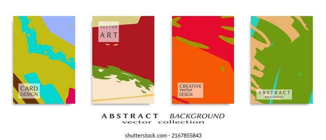 Abstract backgrouns set, grunge texture. Minimalistic art, brush strokes style. Design for card, brochure, banner idea, book cover, booklet print, flyer sheet a4. Collage page, web header template.