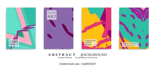 Abstract backgrouns set, grunge texture. Minimalistic art, brush strokes style. Design for card, brochure, banner idea, book cover, booklet print, flyer sheet a4. Collage page, web header template.