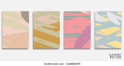 Abstract backgrouns set, grunge texture. Minimalistic art, brush strokes style. Design for card, brochure, banner idea, book cover, booklet print, flyer sheet a4. Collage page, web header template.