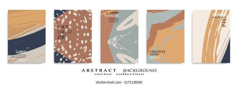Abstract backgrouns set, grunge texture. Minimalistic art, brush strokes style. Design for card, brochure, banner idea, book cover, booklet print, flyer sheet a4. Collage page, web header template.