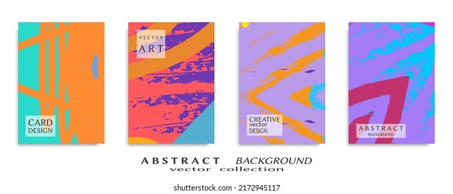Abstract backgrouns set, grunge texture. Minimalistic art, brush strokes style. Design for card, brochure, banner idea, book cover, booklet print, flyer sheet a4. Collage page, web header template.