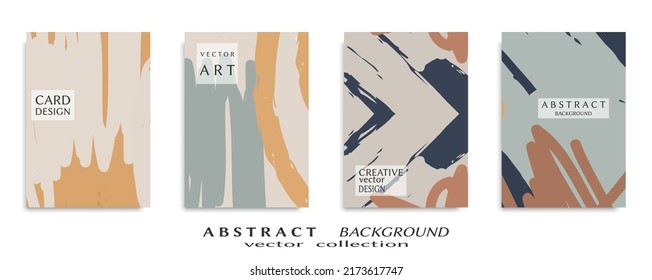 Abstract backgrouns set, grunge texture. Minimalistic art, brush strokes style. Design for card, brochure, banner idea, book cover, booklet print, flyer sheet a4. Collage page, web header template.