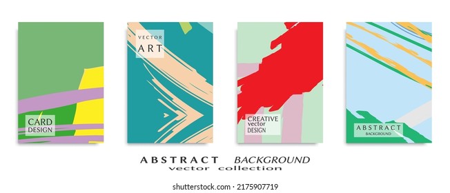 Abstract backgrouns set, grunge texture. Minimalistic art, brush strokes style. Design for card, brochure, banner idea, book cover, booklet print, flyer sheet a4. Collage page, web header template.