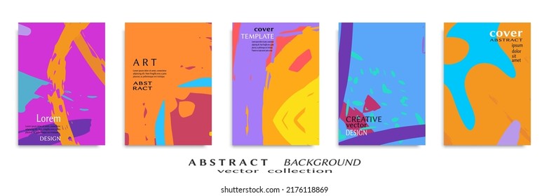 Abstract backgrouns set, grunge texture. Minimalistic art, brush strokes style. Design for card, brochure, banner idea, book cover, booklet print, flyer sheet a4. Collage page, web header template.