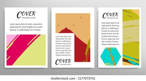 Conjunto de fondo abstracto, textura gruesa. Arte minimalista, estilo de pinceladas. Diseño para tarjeta, folleto, idea de banner, portada de libro, folleto, hoja de volante a4. Página de conjunto, plantilla de encabezado web.