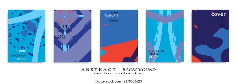 Abstract backgrouns set, grunge texture. Minimalistic art, brush strokes style. Design for card, brochure, banner idea, book cover, booklet print, flyer sheet a4. Collage page, web header template.