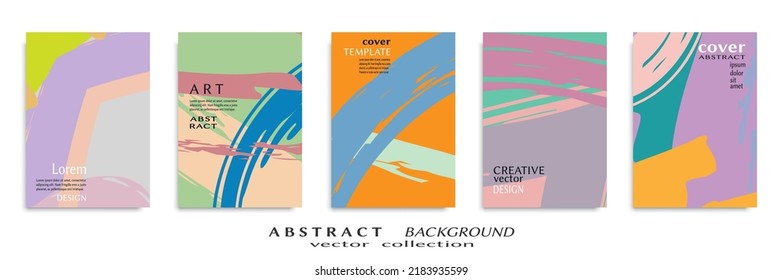 Abstract backgrouns set, grunge texture. Minimalistic art, brush strokes style. Design for card, brochure, banner idea, book cover, booklet print, flyer sheet a4. Collage page, web header template.