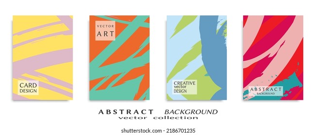 Abstract backgrouns set, grunge texture. Minimalistic art, brush strokes style. Design for card, brochure, banner idea, book cover, booklet print, flyer sheet a4. Collage page, web header template.