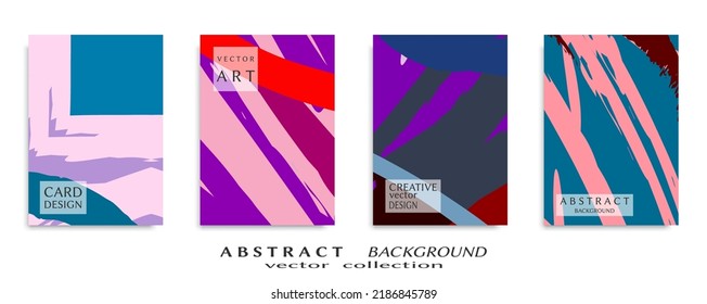 Abstract backgrouns set, grunge texture. Minimalistic art, brush strokes style. Design for card, brochure, banner idea, book cover, booklet print, flyer sheet a4. Collage page, web header template.