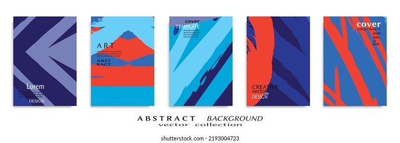 Abstract backgrouns set, grunge texture. Minimalistic art, brush strokes style. Design for card, brochure, banner idea, book cover, booklet print, flyer sheet a4. Collage page, web header template.