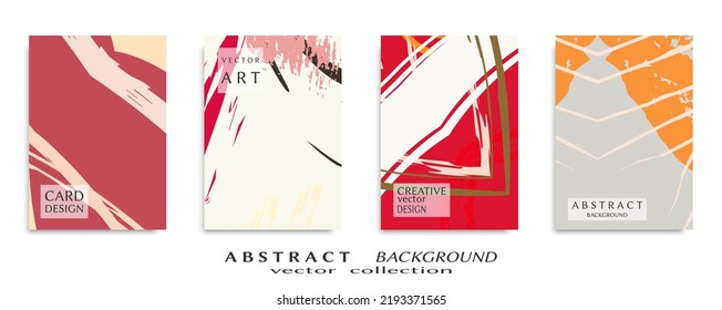 Abstract backgrouns set, grunge texture. Minimalistic art, brush strokes style. Design for card, brochure, banner idea, book cover, booklet print, flyer sheet a4. Collage page, web header template.