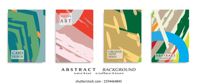 Abstract backgrouns set, grunge texture. Minimalistic art, brush strokes style. Design for card, brochure, banner idea, book cover, booklet print, flyer sheet a4. Collage page, web header template.