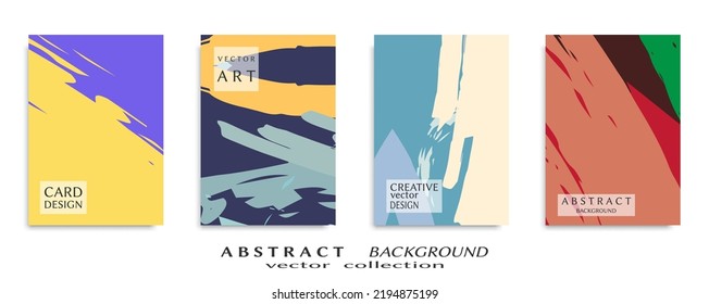 Abstract backgrouns set, grunge texture. Minimalistic art, brush strokes style. Design for card, brochure, banner idea, book cover, booklet print, flyer sheet a4. Collage page, web header template.