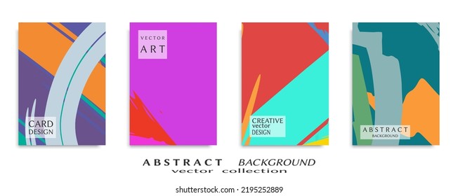 Abstract backgrouns set, grunge texture. Minimalistic art, brush strokes style. Design for card, brochure, banner idea, book cover, booklet print, flyer sheet a4. Collage page, web header template.