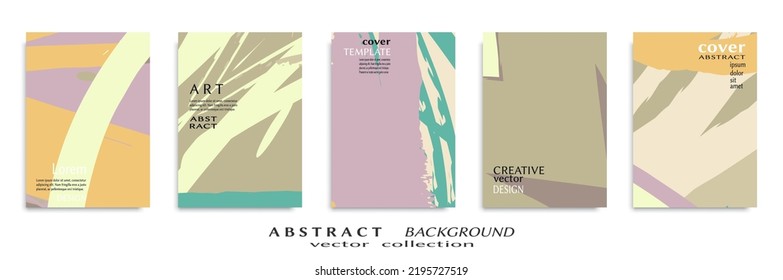 Abstract backgrouns set, grunge texture. Minimalistic art, brush strokes style. Design for card, brochure, banner idea, book cover, booklet print, flyer sheet a4. Collage page, web header template.