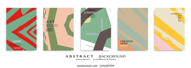Abstract backgrouns set, grunge texture. Minimalistic art, brush strokes style. Design for card, brochure, banner idea, book cover, booklet print, flyer sheet a4. Collage page, web header template.