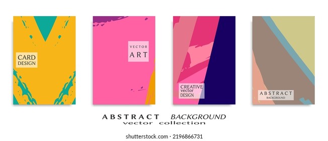 Abstract backgrouns set, grunge texture. Minimalistic art, brush strokes style. Design for card, brochure, banner idea, book cover, booklet print, flyer sheet a4. Collage page, web header template.