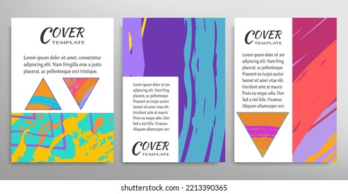 Conjunto de fondo abstracto, textura gruesa. Arte minimalista, estilo de pinceladas. Diseño para tarjeta, folleto, idea de banner, portada de libro, folleto, hoja de volante a4. Página de conjunto, plantilla de encabezado web.
