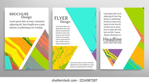 Abstract backgrouns set, grunge texture. Minimalistic art, brush strokes style. Design for card, brochure, banner idea, book cover, booklet print, flyer sheet a4. Collage page, web header template.