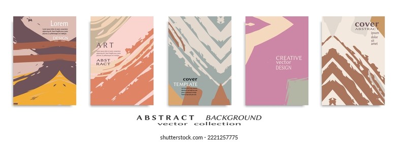 Conjunto de fondo abstracto, textura gruesa. Arte minimalista, estilo de pinceladas. Diseño para tarjeta, folleto, idea de banner, portada de libro, folleto, hoja de volante a4. Página de conjunto, plantilla de encabezado web.