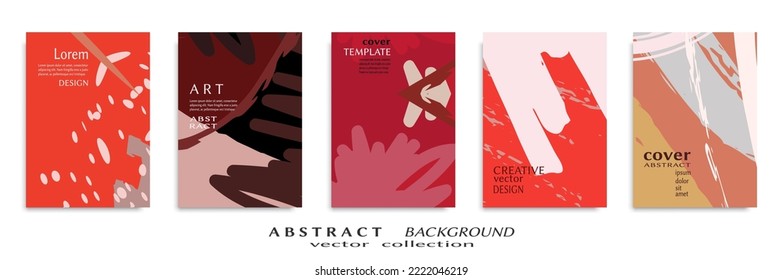 Abstract backgrouns set, grunge texture. Minimalistic art, brush strokes style. Design for card, brochure, banner idea, book cover, booklet print, flyer sheet a4. Collage page, web header template.