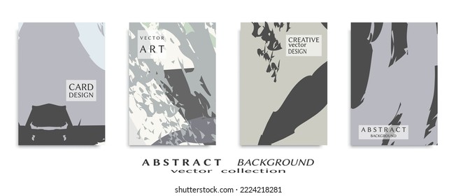 Conjunto de fondo abstracto, textura gruesa. Arte minimalista, estilo de pinceladas. Diseño para tarjeta, folleto, idea de banner, portada de libro, folleto, hoja de volante a4. Página de conjunto, plantilla de encabezado web.